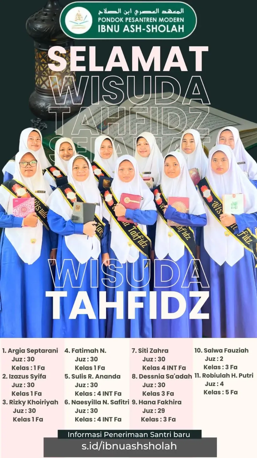 Wisuda tahfiz santriwati PPM Ibnu Ash-Sholah